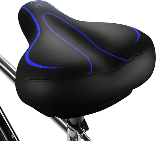 Xmifer Oversized Bike Seat, Comfortable Bike Seat - Universal Replacement Bicycle Saddle - Waterproof Leather Bicycle Seat with Extra Padded Memory Foam - Bicycle Seat for Men/Women