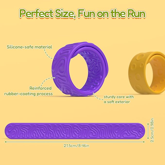 6-Pack Sensory Stretchy Fidget Toys for Kids - Stress Relief Toys for Anxiety, ADHD, Autism Special Needs, Sensory Slap Bracelet for Toddlers Boys Girls Adults, Ideal Christmas Stocking Stuffers