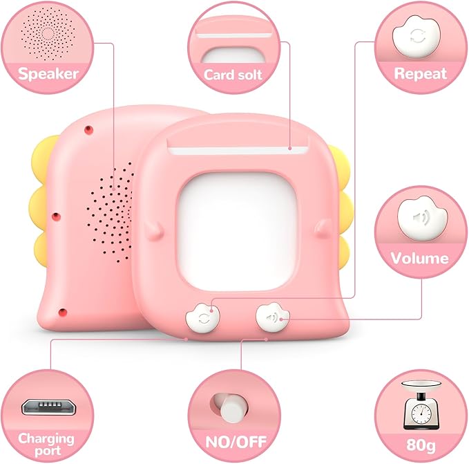 Kidzdo 520 Sight Word Talking Flash Cards, Christmas Birthday Gifts for 2 3 4 5 6 Year Old Girls, ABCs Early Education Learning Toys, Autism Sensory Toys for Autistic Toddlers Ages 2-6, Pink