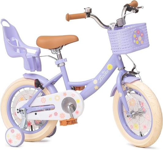 Girls Bike with Basket for Toddlers and Kids Aged 3-14 Years Old, 12 14 16 18 Inch with Training Wheels & Doll Seat, 20 Inch with Kickstand & Rear Rack, Princess Style Bicycle for Gift.