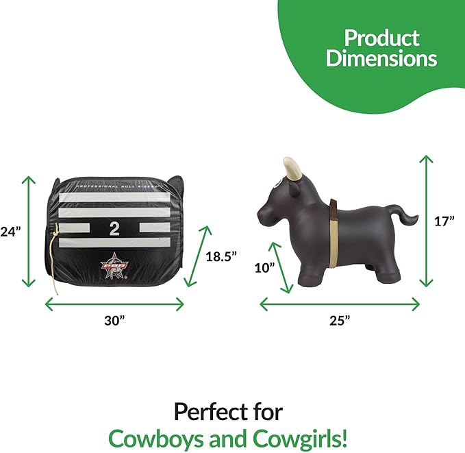 Big Country Toys Lil’ Bucker Bull & PBR Bucking Chute Kids Toys Set, Rodeo Ride On Toys for 18 Months to 3+ Years, Inflatable Bouncy Animals for Toddlers with Pump