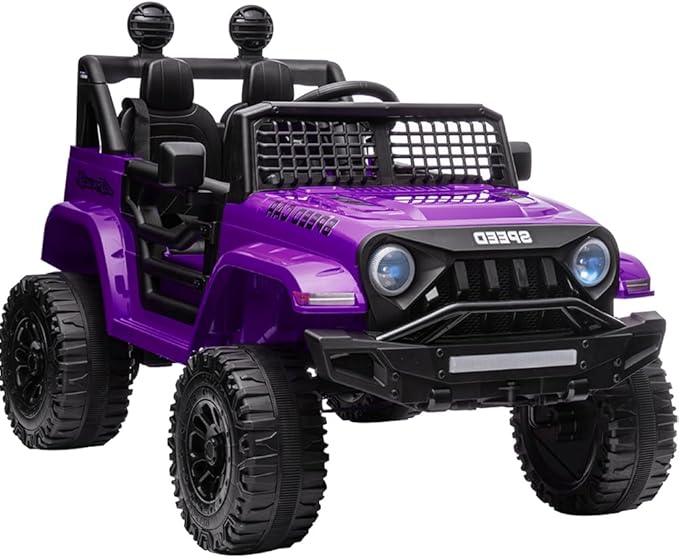12V Ride On Car, Electric Car for Kids, 12V Ride on Toys, Kids Cars with 3 Speeds Adjustable w/Bluetooth, Parent Remote Control, Spring Suspension, AUX Port-Purple