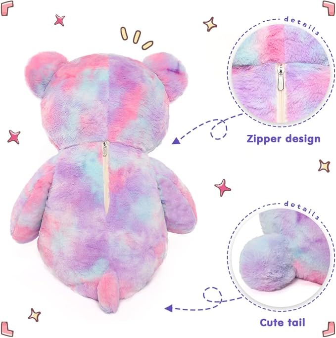 Tezituor 40in Giant Teddy Bear,Big Stuffed Animal Plush Toys,Rainbow Purple Soft Bear Plushie Gifts for Adult & Kids Boys Girls Baby Shower Party,Valentine, Christmas, Birthday