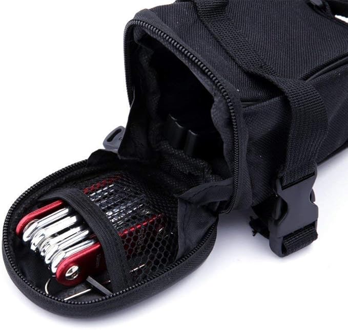 WOTOW Bike Repair Tool Kit & Bike Saddle Bag, 14 in 1 Bike Chain Tool Hex Key Wrench Maintain Accessories Multitool Set with Portable Under Seat Bag for Road Mountain Commuter Bicycle