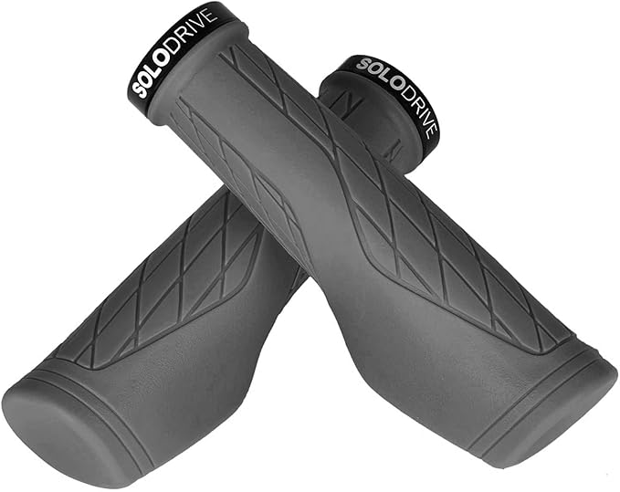 SOLODRIVE Ergonomic Design Mountain Bike Grips, Comfortable Bicycle Handlebar Grips, Single Lock-on and Non-Slip MTB Handle, Fit MTB, E-Bike, Hybrid, Scooter