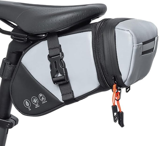 Bike Seat Bag, Water-resistant Bicycle Saddle Bag, Expandable Capacity Cycling Under Seat Pouch 1.5-2L, Bike Seat Pack for Mountain Road Bikes and Commuter