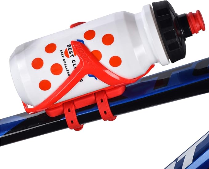 ZONKIE Bicycle Bottle Cages, Plastic Bike Bottle Holder with Cage Mounting Base (Red)