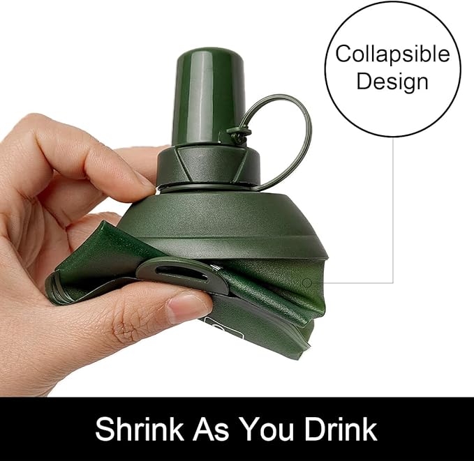 WILDREEDS 150ml Soft Flask, TPU Collapsible Soft Water Bottle for Hydration Pack, Running Vest, Folding Water Bottle for Hiking Cycling Climbing-1Pcs, Green