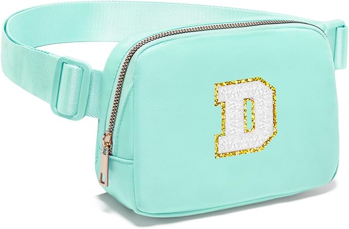 Gitus Birthday Gifts for 8 9 10 11 12 13 Year Old Girls Personalized Fanny Pack Crossbody Bags with Initial Letter Patch Belt Bag for Teen Girls Cute Trendy Stuff Travel Essentials (Mint Green-D)