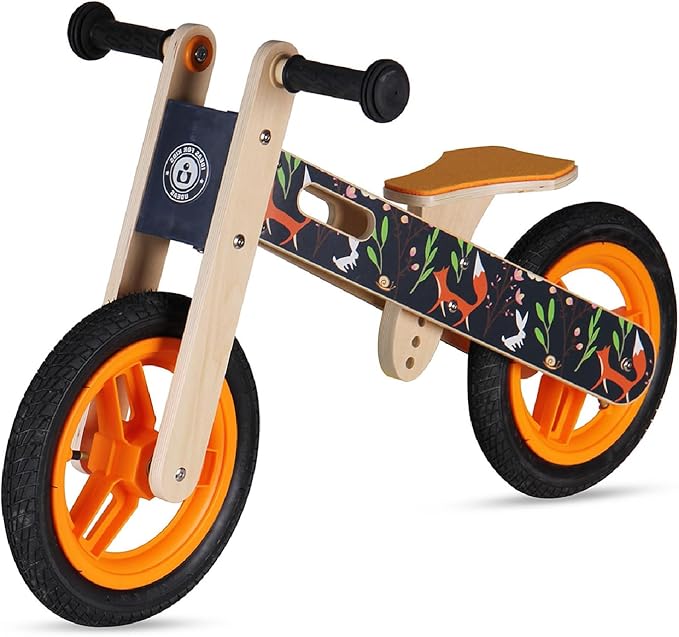 Wooden Toddler Balance Bike, Kids Balance Bike for 3 Year Old with Adjustable Seat, No Pedal Toddler Bicycle for Kids 3-5 for Boys and Girls Birthday Gifts Toys