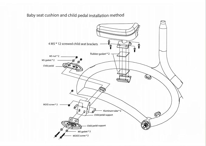 Children's Saddle Style Seat Pedal Set, with Seat Cover Combination Set, Foot Pedal Suspension Shock Absorber, Suitable for F-Wheel DYU D2/D3F/D3+ Electric Bicycles