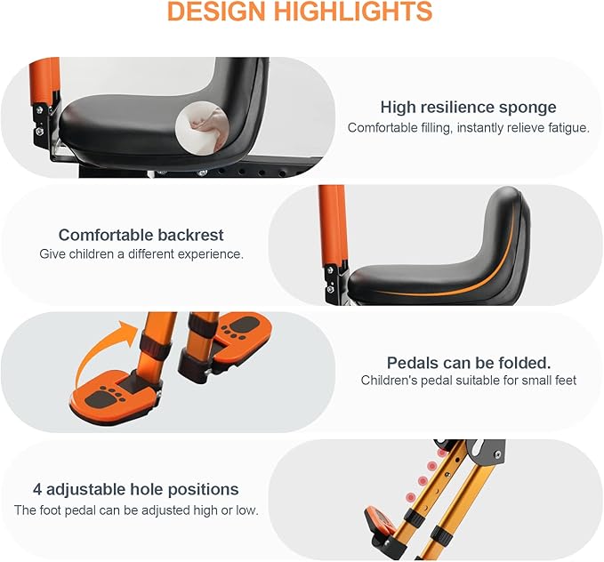 Thicken Front Child Bike Seat,Foldable Front Mounted Kids Bike Seat for City Bicycles Hybrid Cruiser Bicycles Pedal Scooter Motorcycle Bicycles