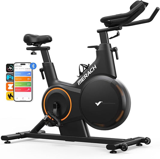 MERACH Magnetic Exercise Bike, Indoor Cycling Bike with Self-Developed App, 350 lbs Weight Capacity & 40 lbs Flywheel, Stationary Bike for Home Gym Fitness