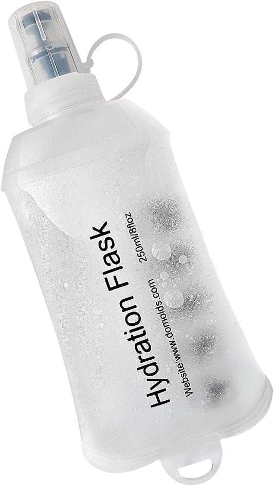 WILDREEDS 250ml Soft Flask, TPU Collapsible Soft Water Bottle for Hydration Pack, Running Vest, Folding Water Bottle for Hiking Cycling Climbing-1Pcs, White