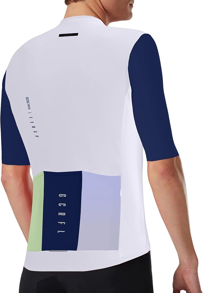 Men's Cycling Jersey Set Cycling Kit Bicycle Jersey Rear Zipper Pocket Bike Bib Shorts with Pockets Race Fit High Density Pad