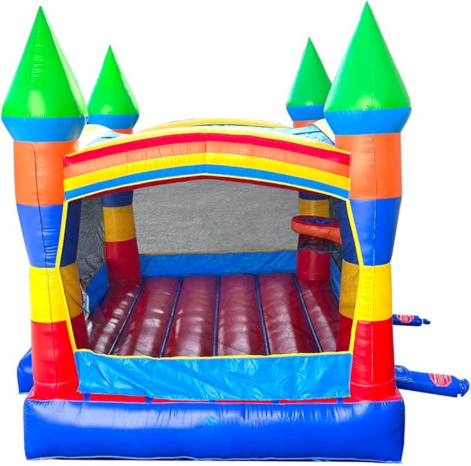 Crossover Rainbow Inflatable Bounce House, Bouncy Jump Castle for Kids and Toddlers, Outdoor Birthday Party Jumping Bouncer, Commercial-Grade, Without Blower, 13 x 12 x 14.5 Ft