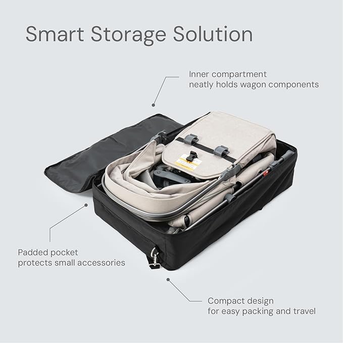 Familidoo Q1 Multi-Use Kids Wagon Stroller with Travel Bag – Foldable, Lightweight, All-Terrain for Kids & Pets – 5-Point Harness, Rain Cover, Compact Travel Design, Up to 132 lbs (Charcoal Gray)