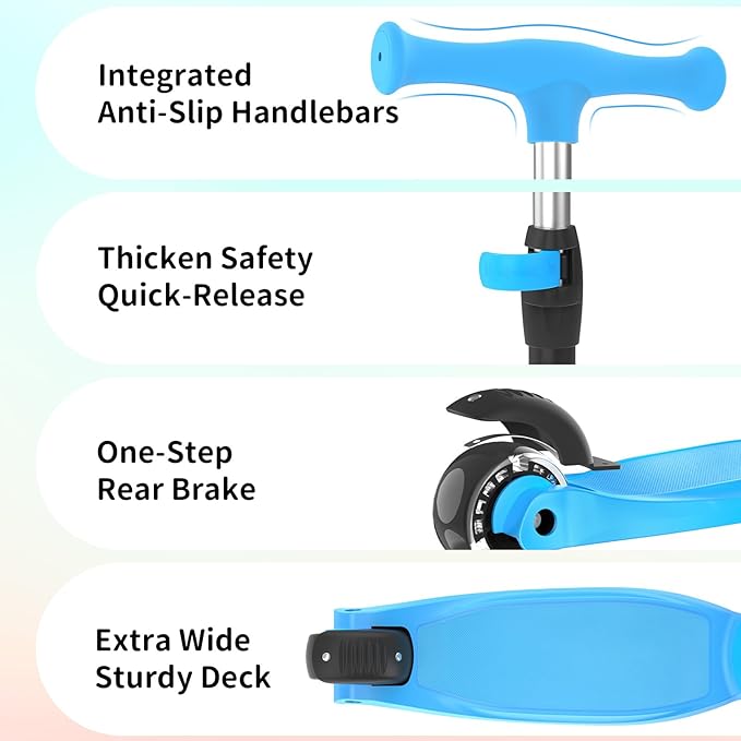 BELEEV Scooters for Kids 3 Wheel Kick Scooter for Toddlers Girls Boys, 4 Adjustable Height, Lean to Steer, Light up Wheels, Extra-Wide Deck, Easy to Assemble for Children Ages 3-12 (Rose Pink)