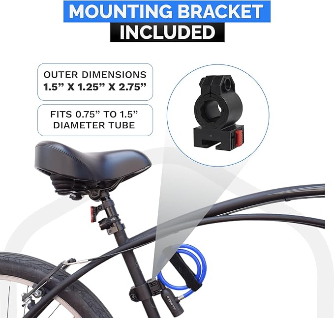 Bike Cable Lock Set with Key Lock, Mounting Bracket, Portable and Compact Anti-Theft Security for Bikes, Scooters and More 4ft