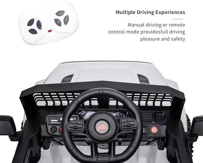 12V Ride On Car, Electric Car for Kids, 12V Ride on Toys, Kids Cars with 3 Speeds Adjustable w/Bluetooth, Parent Remote Control, Spring Suspension, AUX Port-White