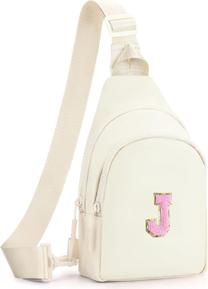 Birthday Gift for 5 6 7 8 9 10 11 12 13 14 15 16 Year Old Girls Fanny Pack Crossbody Bags for Women,Cute Trendy Stuff - Cream,J