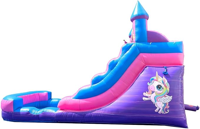 Inflatable Water Slides for Kids - Backyard Inflatable Water Slides with Splash Pool - Pink Unicorn Slide Complete with Blower, and Stakes - 21' x 9' - 12' Tall Slide