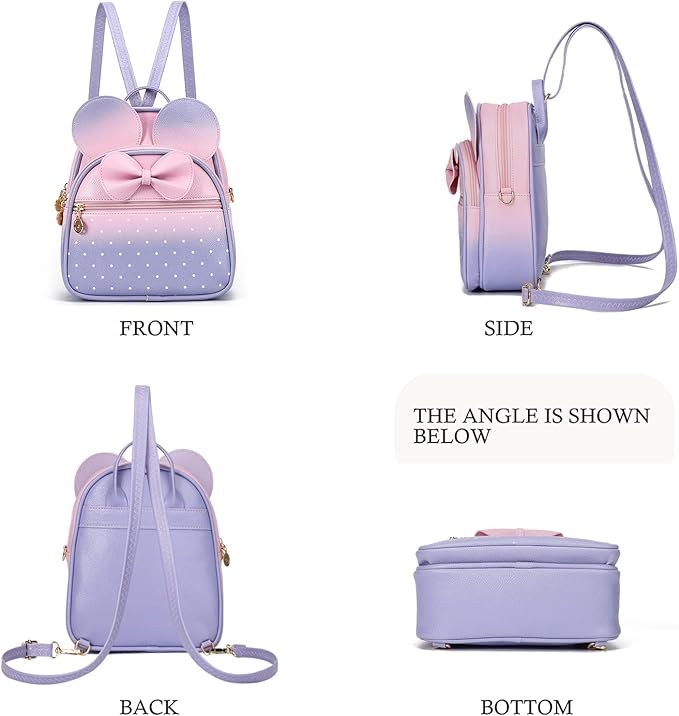 KL928 Girls Mini Backpack Bowknot Polka Dot Cute Small Daypacks Convertible Shoulder Bag Purse for Women