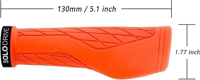 SOLODRIVE Ergonomic Design Mountain Bike Grips, Comfortable Bicycle Handlebar Grips, Single Lock-on and Non-Slip MTB Handle, Fit MTB, E-Bike, Hybrid, Scooter