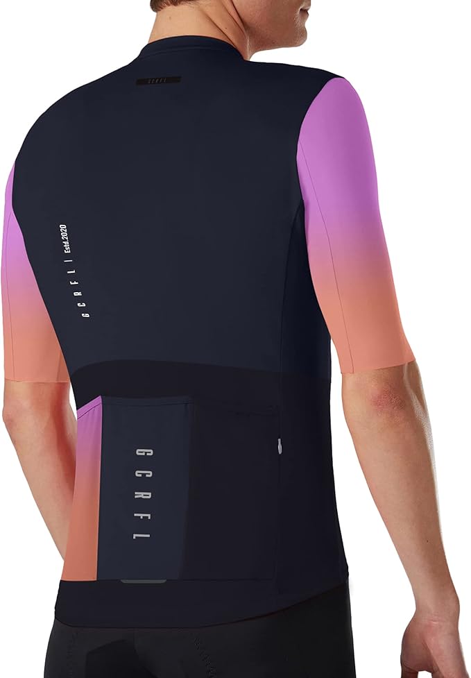 Men's Cycling Jersey Set Cycling Kit Bicycle Jersey Rear Zipper Pocket Bike Bib Shorts with Pockets Race Fit High Density Pad