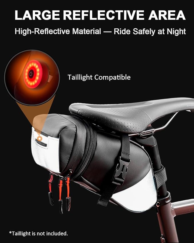 Bike Seat Bag, Expandable Bicycle Saddle Bag Under Seat, Waterproof Cycling Seat Pack for Mountain Road Bikes and Commuter, 1.5-2L