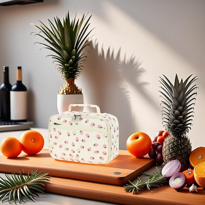 Bluboon Kids Girls Lunch Bag Insulated Lunch Box for school Corduroy Lunch Cooler Organizer School Kids Lunch Tote