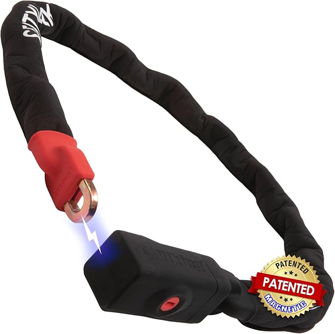 Seatylock Viking Bike Chain Lock with Key - Magnetic Patented Sold Secure Gold Rated - Heavy Duty Anti Theft - Smart Ultra Security Bicycle Lock (55.1 in)