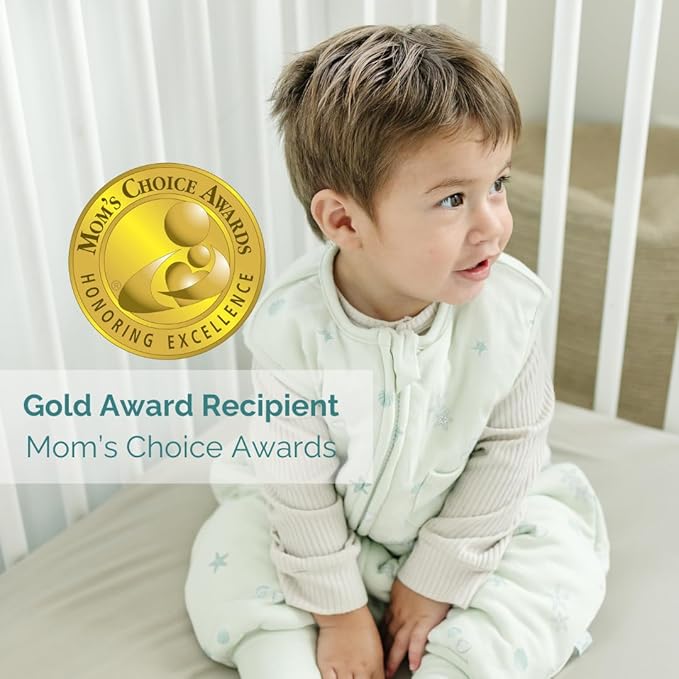 Tealbee Dreamsuit Toddler Sleep Sack with Feet – Walker Sleep Bag with Legs, Rayon made from Bamboo, Winter 1.5 TOG, 2-Way Zipper, 3T-4T - Seashell