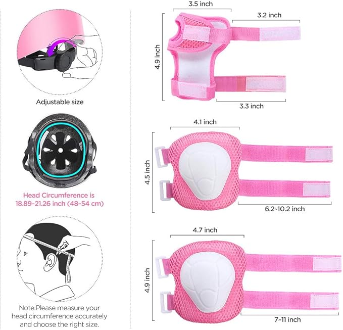 Kids Bike Helmet Set, CPSC Certified with Knee Pads Elbow Pads Wrist Guards,Adjustable Helmet for Ages 3-5-8-15 Toddler Kids&Youth,Bicycle Skateboarding…