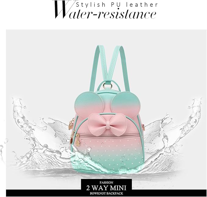 KL928 Girls Mini Backpack Bowknot Polka Dot Cute Small Daypacks Convertible Shoulder Bag Purse for Women