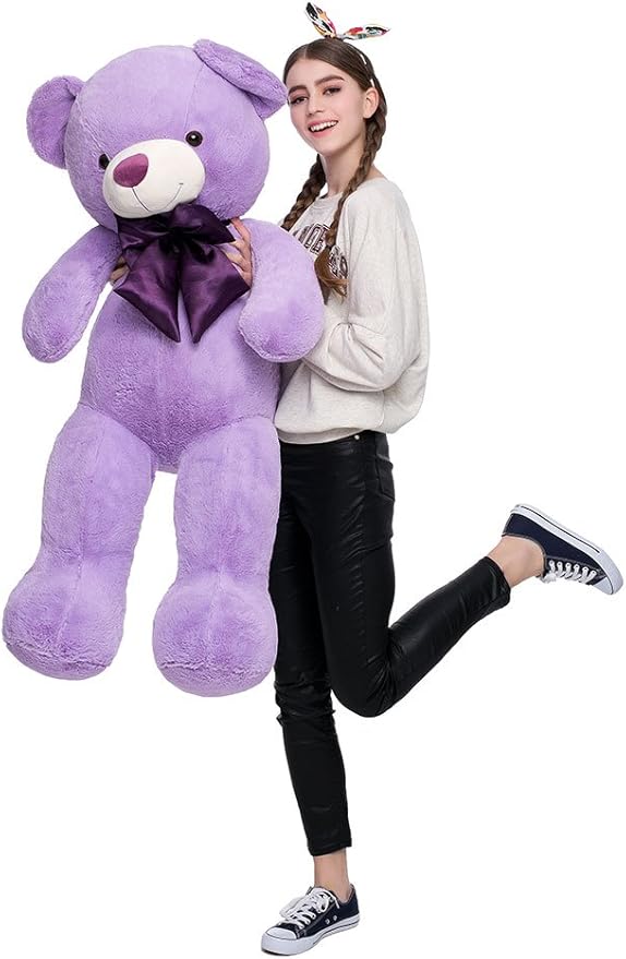 MaoGoLan Giant Purple Teddy Bear 47 inch Life Size Bear Stuffed Animal Plush Toy Valentines Bear for Girls Girlfriend Wife Children Teens