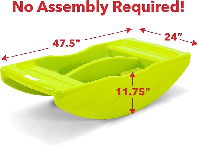 Simplay3 Two Sided Rock and Roll Teeter Totter Seesaw and Climbing Bridge, Fits up to Four Children and Kids for Rocking and Climbing - Indoor/Outdoor, Made in USA (Lime Green)