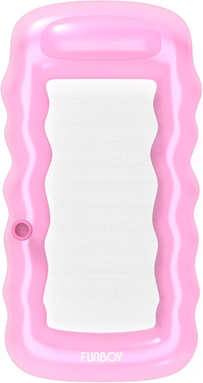 FUNBOY Clear Inflatable Mesh Pool Lounger Mesh Water Hammock with Built-in Pillow 70" Pool Hammock Float for Adults Swimming Pool Accessories & Tanning Pool Lounger Float for Pool Party & Summer