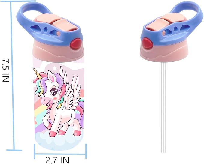 Kids Sublimation Tumbler Bulk,6 Pack 12oz Stainless Steel Sublimation Blank Sippy Cup,Double Wall Insulated Kids Tumbler with Handle,Spill Proof lid,for Water,Drinks