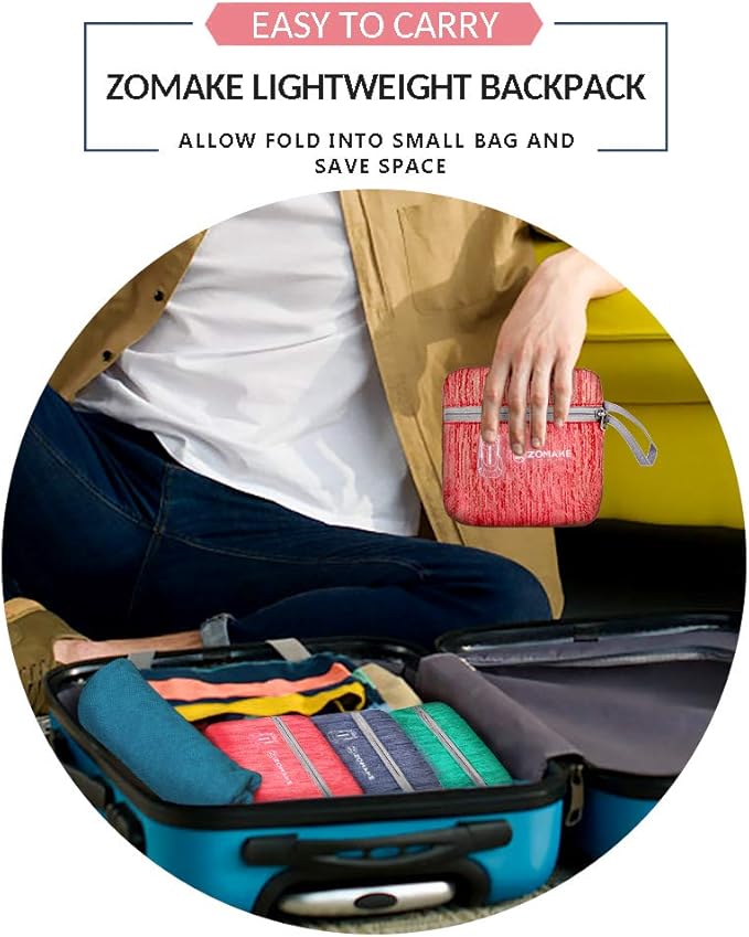 ZOMAKE 25L Ultra Lightweight Packable Backpack, Foldable Hiking Backpacks Water Resistant Small Folding Daypack for Travel(Red)