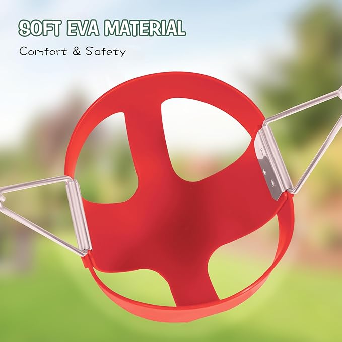 Heavy-Duty Toddler Swing with Coated Safety Chains-High Back Bucket Seat Includes Tree Straps,Hooks for Backyard, Playground,Outdoor Use (Red)