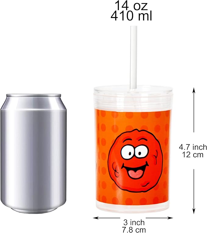 Youngever Kids Tritan Cup with Straws, Reusable 14 Ounce Toddler Cup with Lid and Straw, Unbreakable Kids Tritan Tumbler with Straw (Orange)