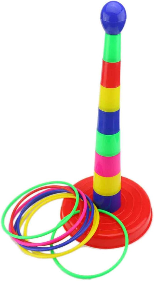 Ogrmar 18" Colorful Plastic Sport Ring Toss Game Set for Kids
