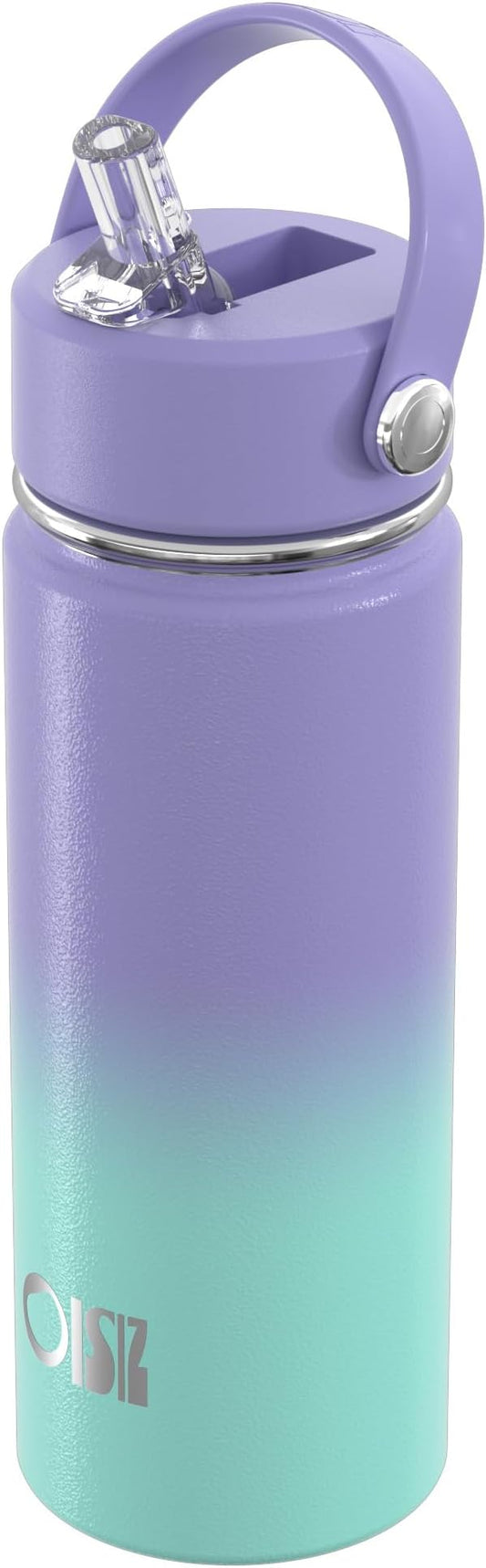 OISIZ 18oz Kids Water Bottle with Straw Lid, Vacuum Insulated Water Bottle 316 Stainless Steel Bottles for Kids for School, Leakproof Water cups, BPA Free and Keep Cold for 24 Hours,Easy to Clean