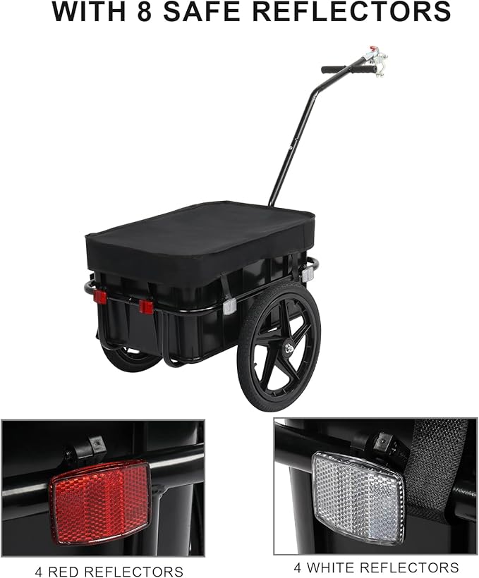 PEXMOR Bike Cargo Trailer with Removable Box & Waterproof Cover, Bicycle Wagon Trailers with 16" Wheels & Quick Release Universal Coupler, Large Loading Bike Trailer Storage Cart with Reflectors
