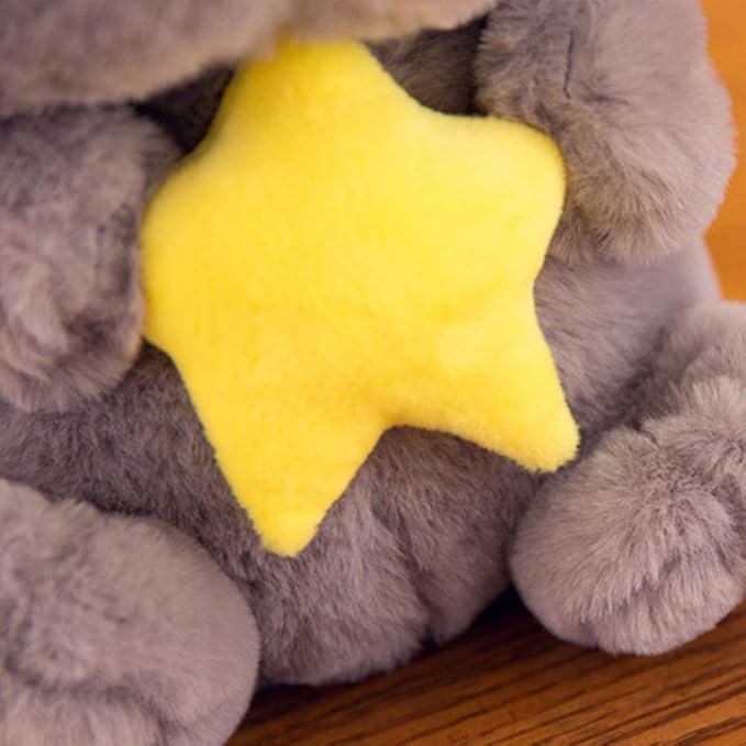 HOUPU Soft Toy - Sitting Lop Eared Rabbit, Easter White Rabbit Stuffed Bunny Animal with Carrot Soft Lovely Realistic Long-Eared Standing Pink Plush Toys (Gray-Star,16.9in/43cm)