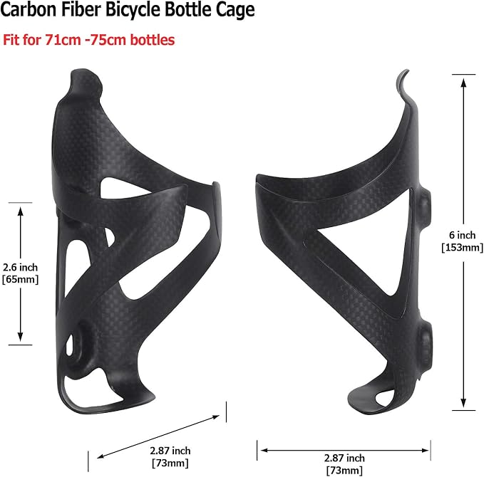 KABON Bike Water Bottle Holder, Lightweight 3K Carbon Fiber Bicycle Drink Water Bottle Cages for Road Mountain Bike Cycling Accessories - Pack of 2