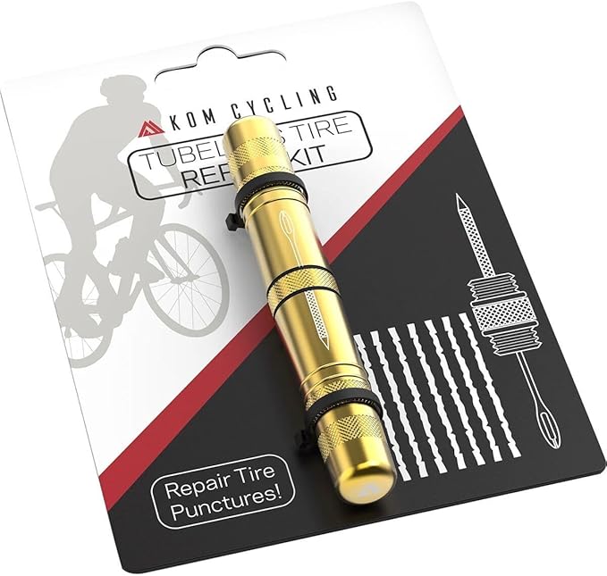 KOM Cycling Tubeless Tire Repair Kit for Bikes 8 Colors! Fixes Mountain Bike and Road Bicycle Tire Punctures