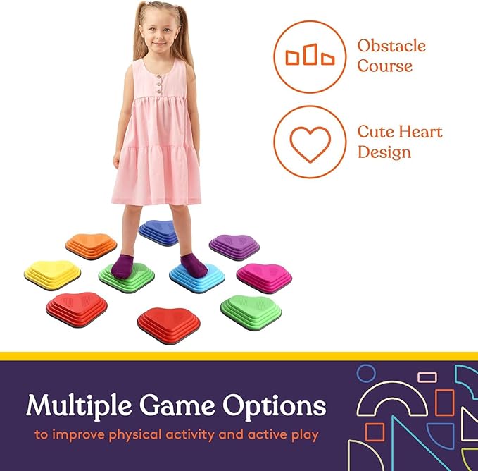 Special Supplies 10 Stepping Stones for Kids Indoor and Outdoor Balance Blocks Promote Coordination, Balance Strength Child Safe Rubber, Non-Slip Edging