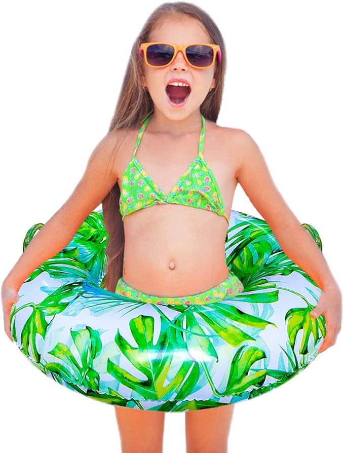 Pool Floats for Adults, Swimming Beach Tube, Adult Swim Ring, Adult Pool Float with Two Handles,Leaf Swim Ring